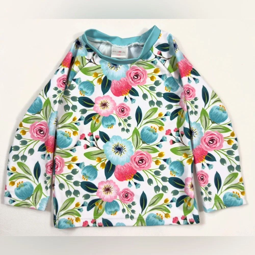 MILLIE LOVES LILY Girls‎ Floral Long Sleeve Rashguard 12M Swim Beach Summer